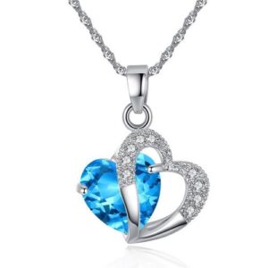 Love Pearl Chain Necklace- Blue
